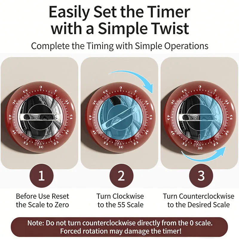 Magnetic Kitchen Timer Manual Countdown Alarm Clock Digital Timer Mechanical Cooking Timer Study Stopwatch Cooking Shower