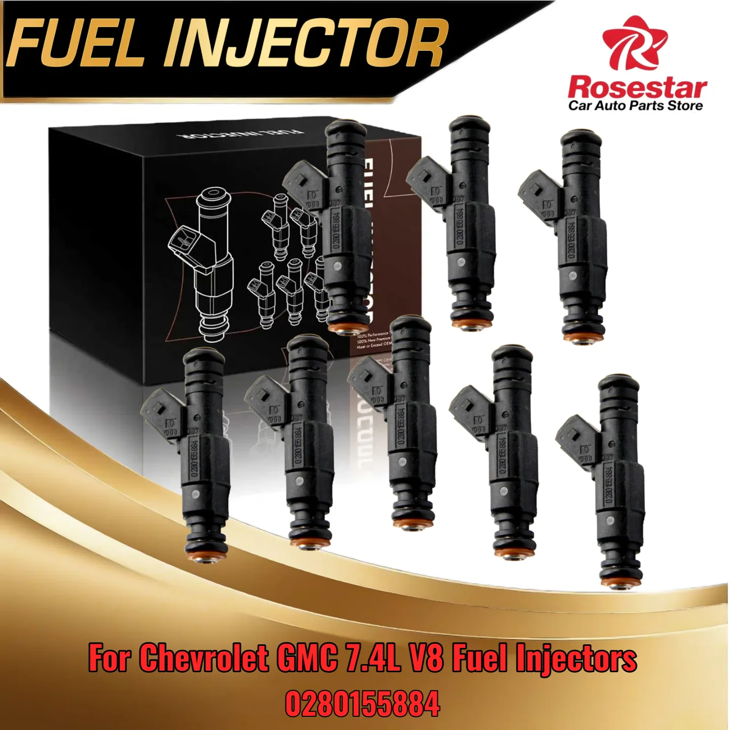 

8Pcs Fuel Injector for Chevrolet for GMC 7.4L V8 Fit C2500 C3500 K2500 K3500 P3500 0280155884