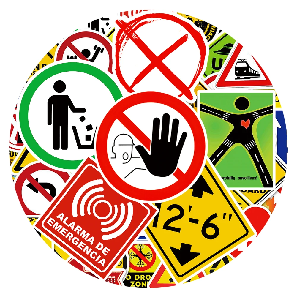 

10/30/50/100pcs Warning Signs Danger Banning Stickers Cartoon Waterproof Decals DIY Motorcycle Laptop Phone Graffiti Sticker Toy