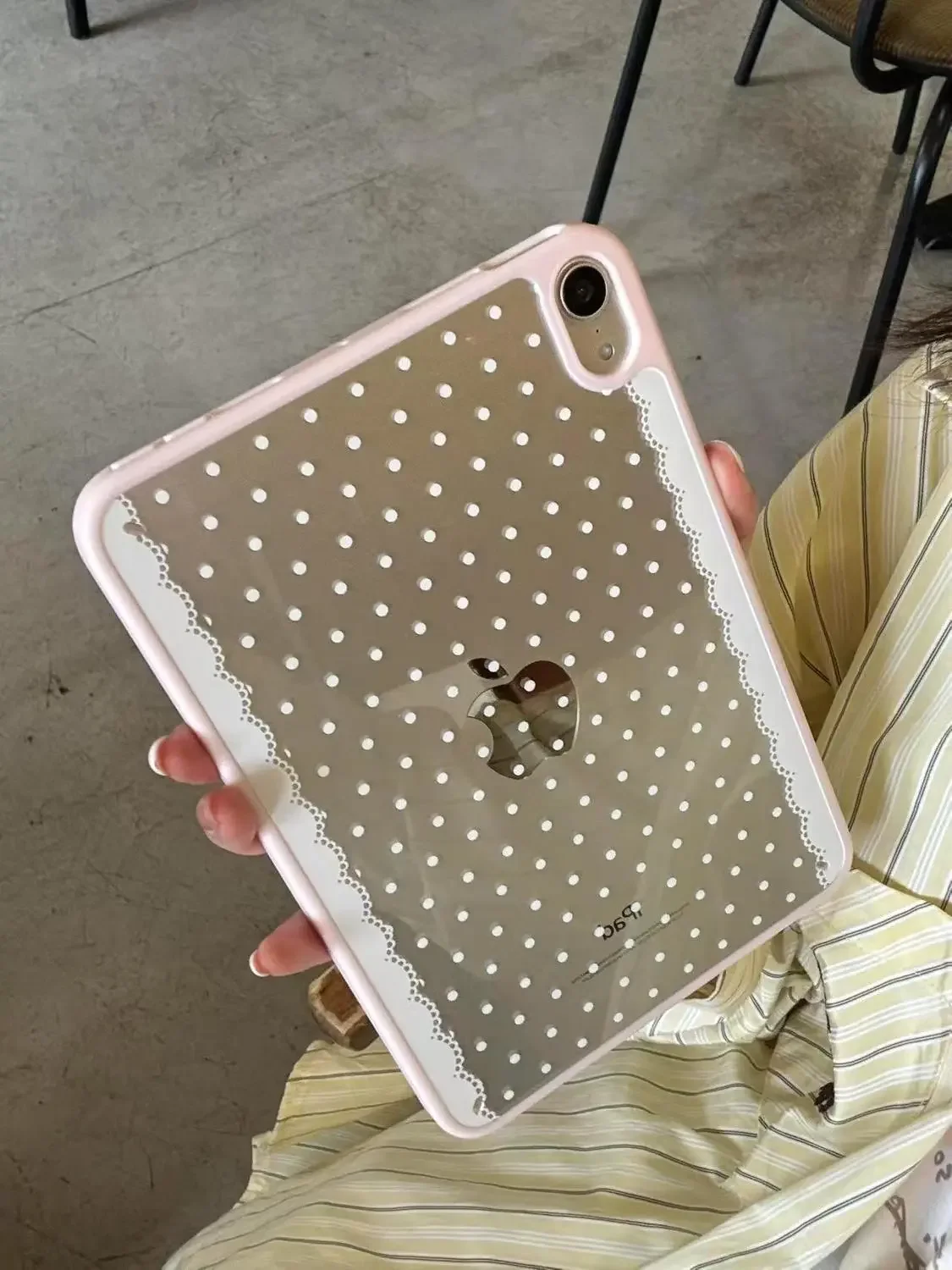 Korean Ins White Polka Dots Sexy Lace Pink Case for iPad Air 4 5 6 Pro 11 12.9in 13in M4 M5 2024 2025 10.9 Mini 7 6 Smart Cover