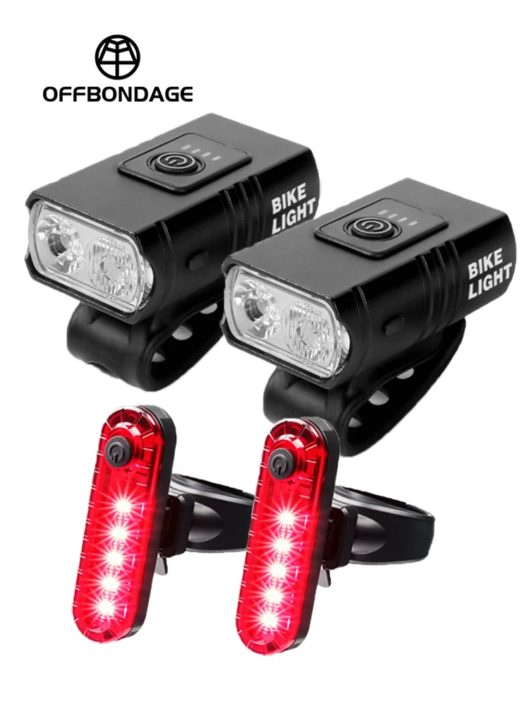 AliExpress OFFBONDAGE Bike Light Front Rear LED USB Rechargeable MTB Road Bicycle Lamp 1000LM Mountain Bike Headlight Cycling Back Light Metal Highlig