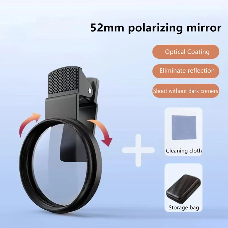 CPL-Polarisator beseitigt Reflexion und hochauflösender Filter. Mobiler Fotografie-Polarisator-Objektivfilter mit Clip-Action-Kamera