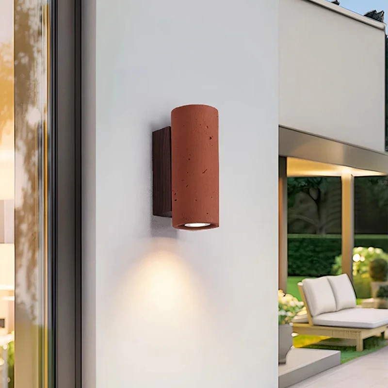 Brick red limestone wall lamp, foyer bedside corridor restaurant hotel home retro decoration Sconce lighting fixture