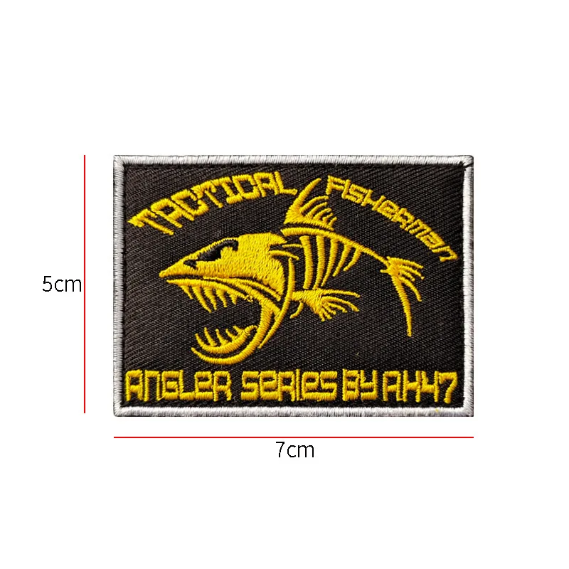 Tactical Fisherman Military Patch Hook and Loop Embroidery Morale Emblem  Stick on Caps Jacket Backpack Appliques for Clothing