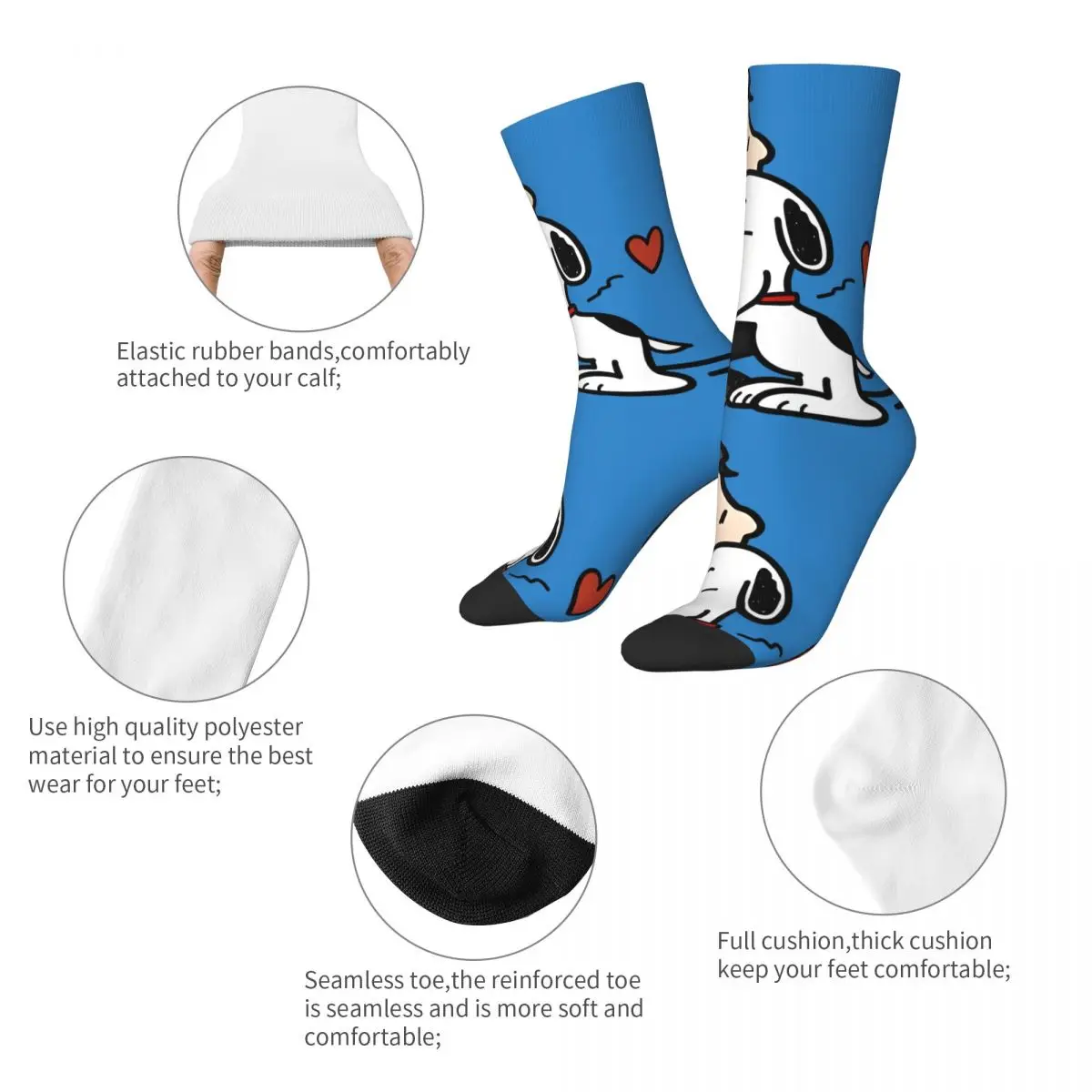 Retro Elliott Smith And Snoopy Hug Men's compression Socks Unisex Peanuts Snoopy Street Style Pattern Printed Novelty Crew Sock