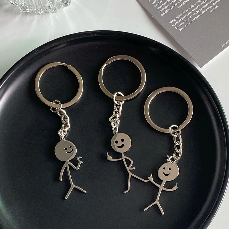 Interesting Match People Than Heart Middle Finger Couple Keychain Ins Personality Cute Funny Student Bag Pendant