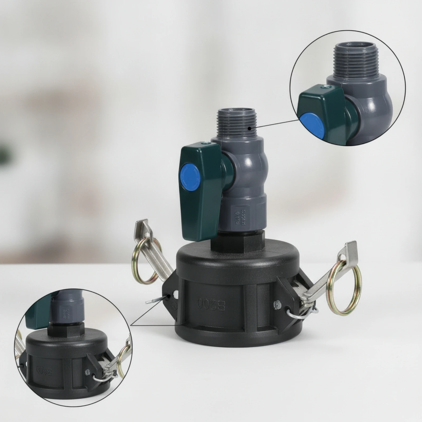 IBC Adapter with Ball Valve Threaded IBC Tank Valve Adapter Easy to Install Corrosion Resistant for Liquid Transfer