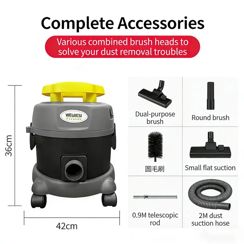 Commercial Hotel Vacuum Cleaner Low Noise 15L Dust Bag Multi Layer Filtration System Ergonomic Handle for Housekeeping 15