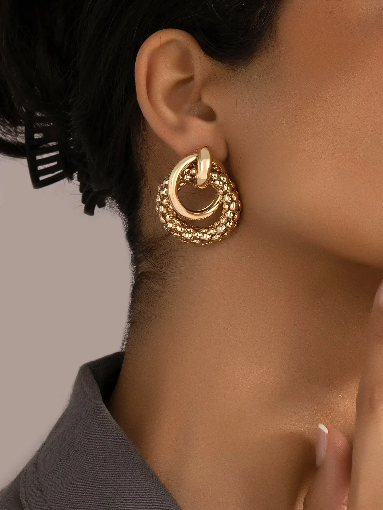 

Classic Round Decor Earring Minimalist Female Piercing Earrings Fashion Jewellery