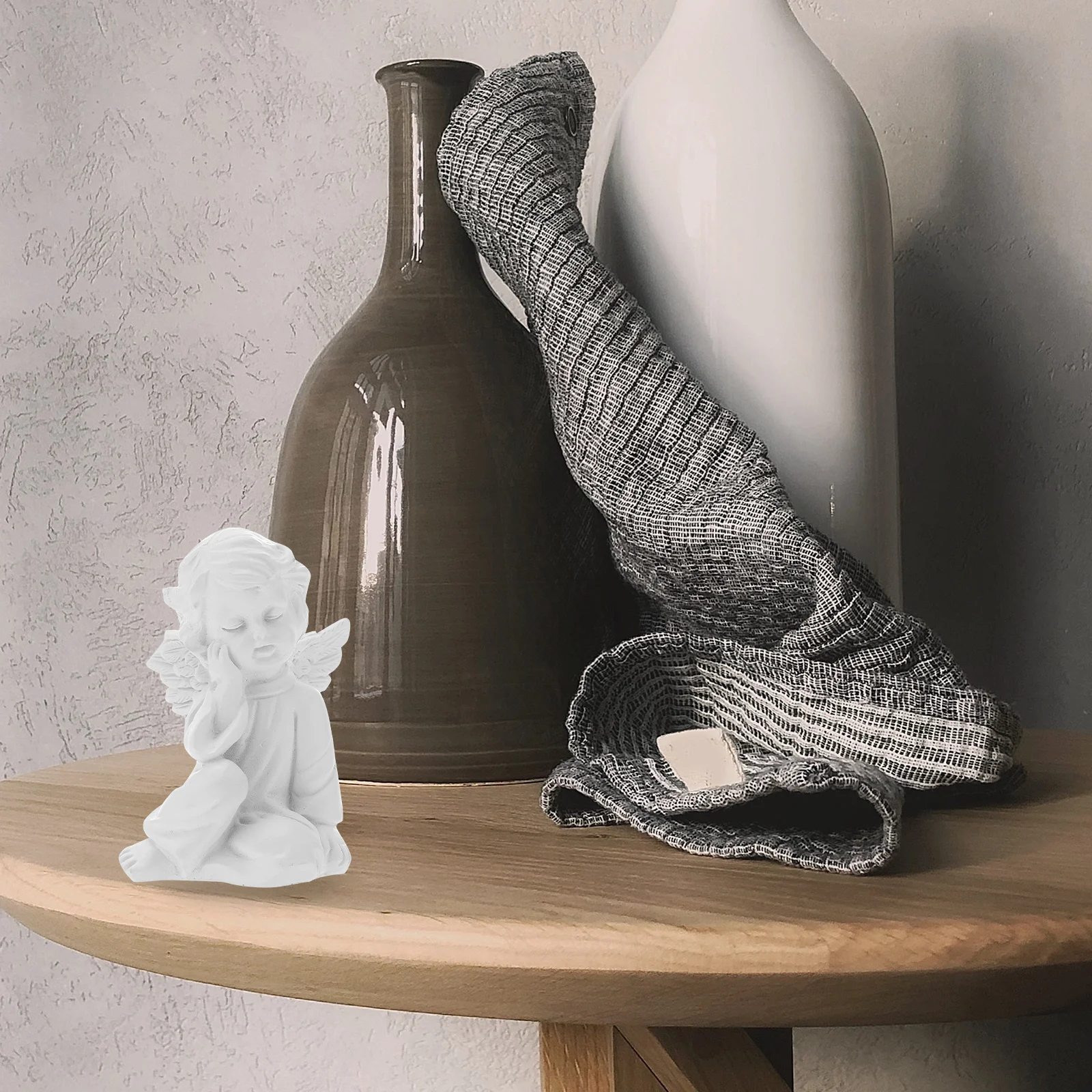 

1pc White White Angel Sculpture Decor Statue Decor Resin Angel Statue For Home Decoration Elegant Desktop Sculpture Craft
