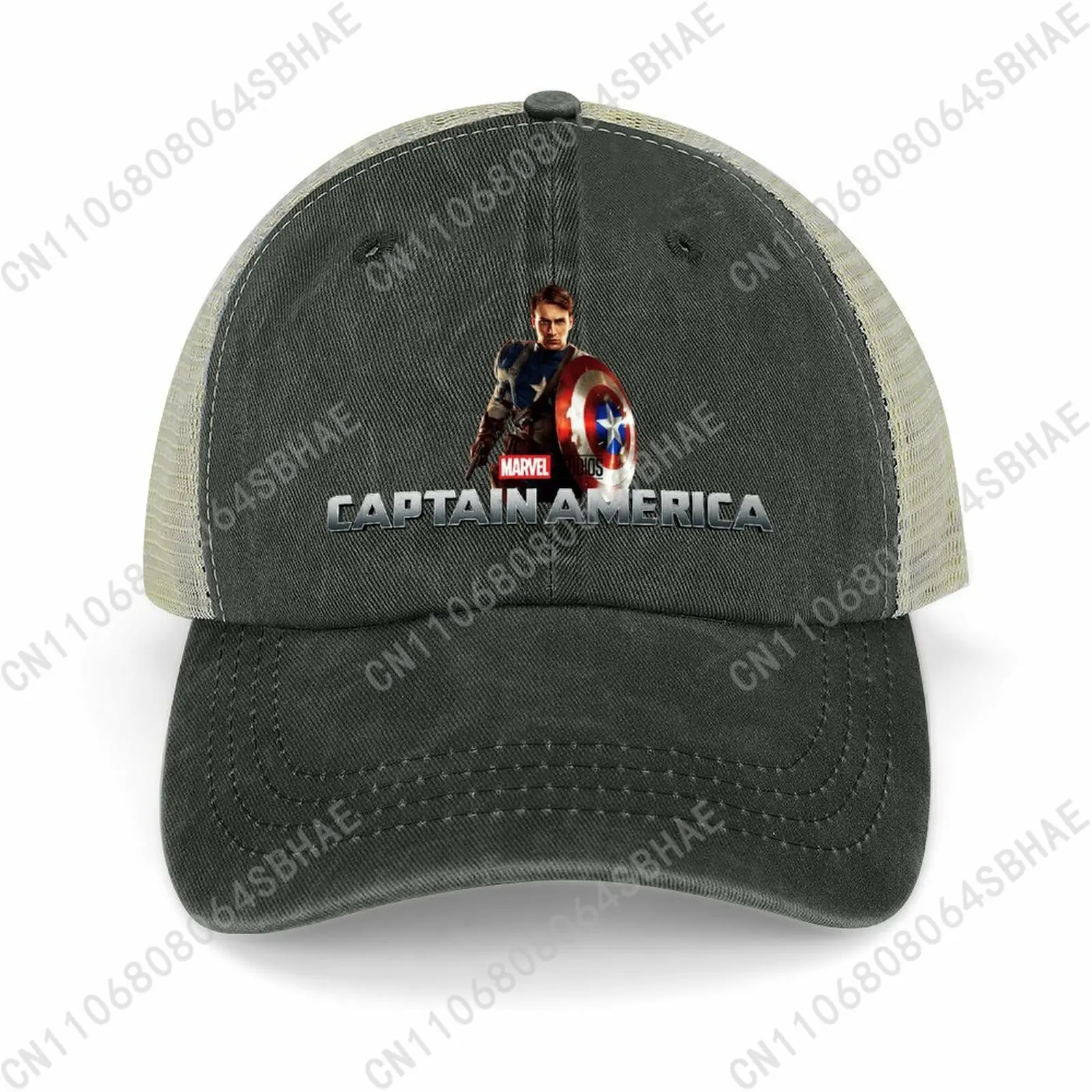 

Marvel Captain America Mesh Cowboy Hat Hollow Ventilated Summer Cap Men Women Outdoor Sun Hat Adjustable Strap Custom Cosplay