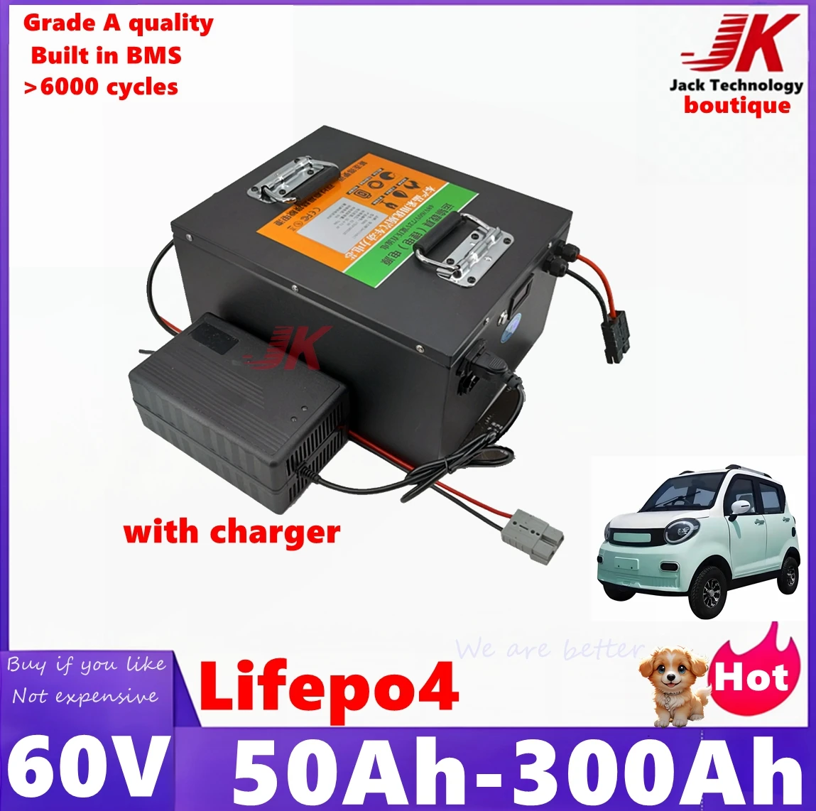 

Lifepo4 Battery 60V 50Ah 90Ah 100Ah 150Ah 180Ah 200Ah 300Ah Batteria for 3KW 6KW Scooter Tricycle Motorcycle EV,RV，AGV Forklift