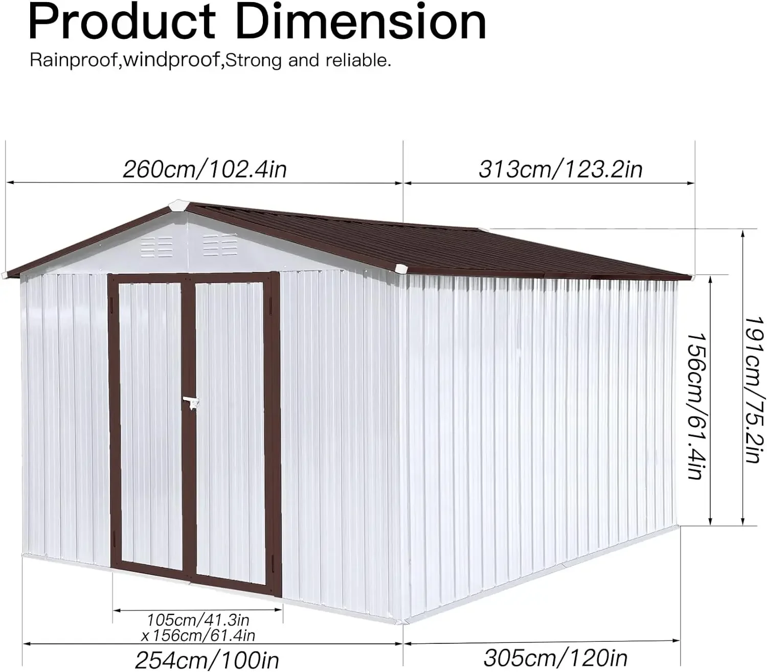 Imagem -03 - Prefab Metal Shelter For Outdoor Storage Shelter For Backyard Garden Pátio Gramado 10ft x ft Metal Shed Edifícios