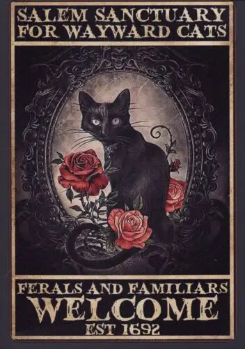 Salem Sanctuary for Wayward Cats Tin Metal Sign