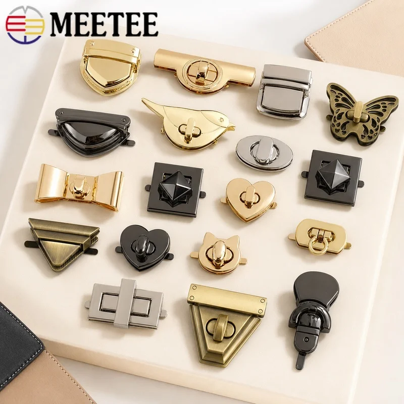 2Pcs 30-80x15-51mm Metal Bag Spring Lock Twist Turn Buckle Decorative Closure Clasps for Handbag DIY Replacement Kit Accessory