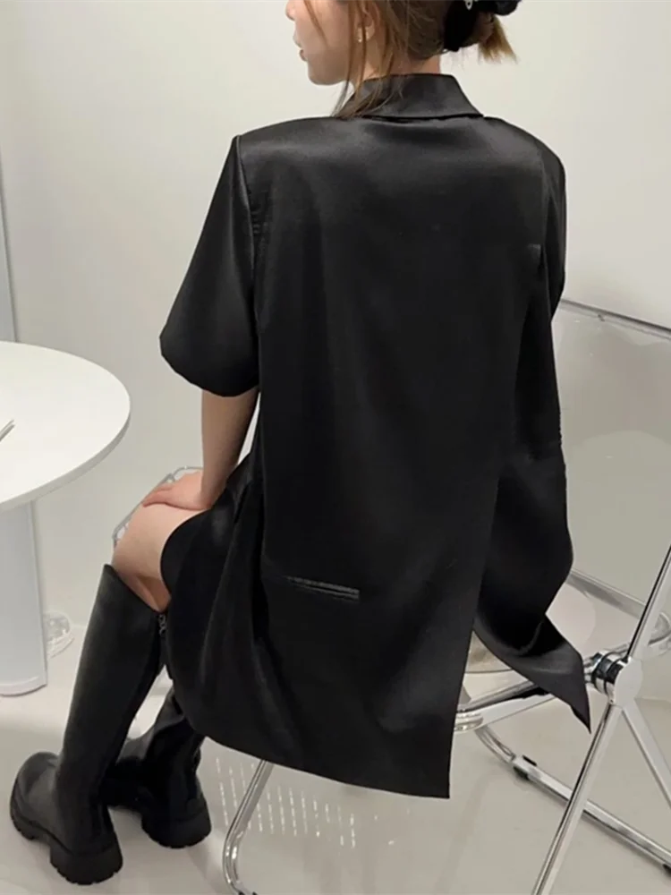 Acétate Satin ort Sve costume Jaet femme décontracté mince Design Ba fendu loisirs Aosphère haut d'été Quali Faion