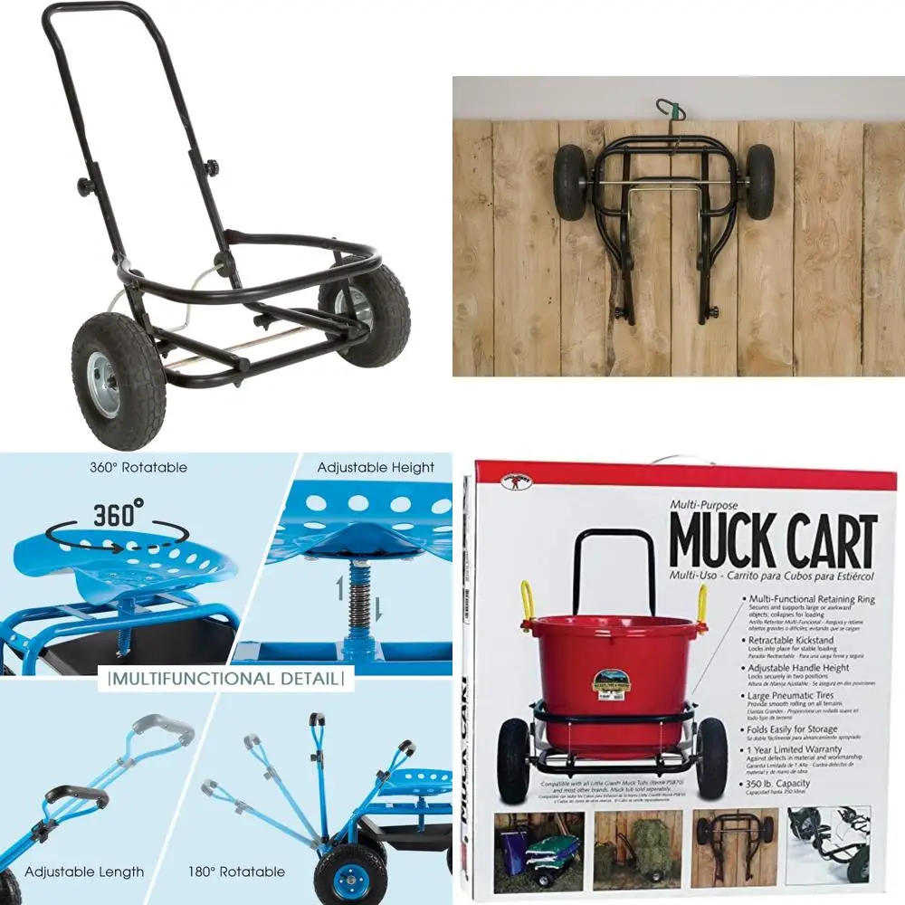 

Large Wheeled Muck Cart for Heavy Loads, Up to 350 lbs Capacity
