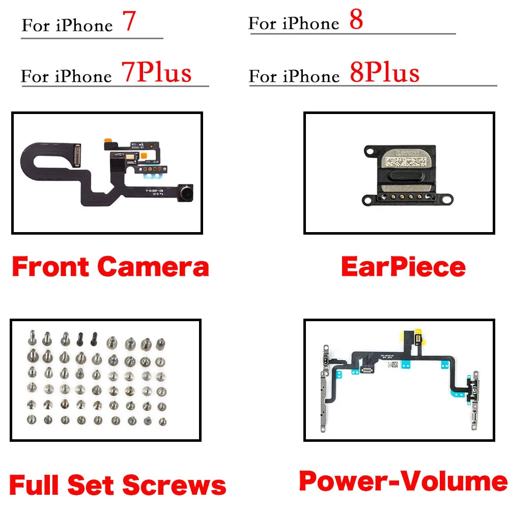 Передняя-камера-для-iphone-7-8-plus-гибкий-кабель-громкости-полный-комплект-винтов-замена-динамика