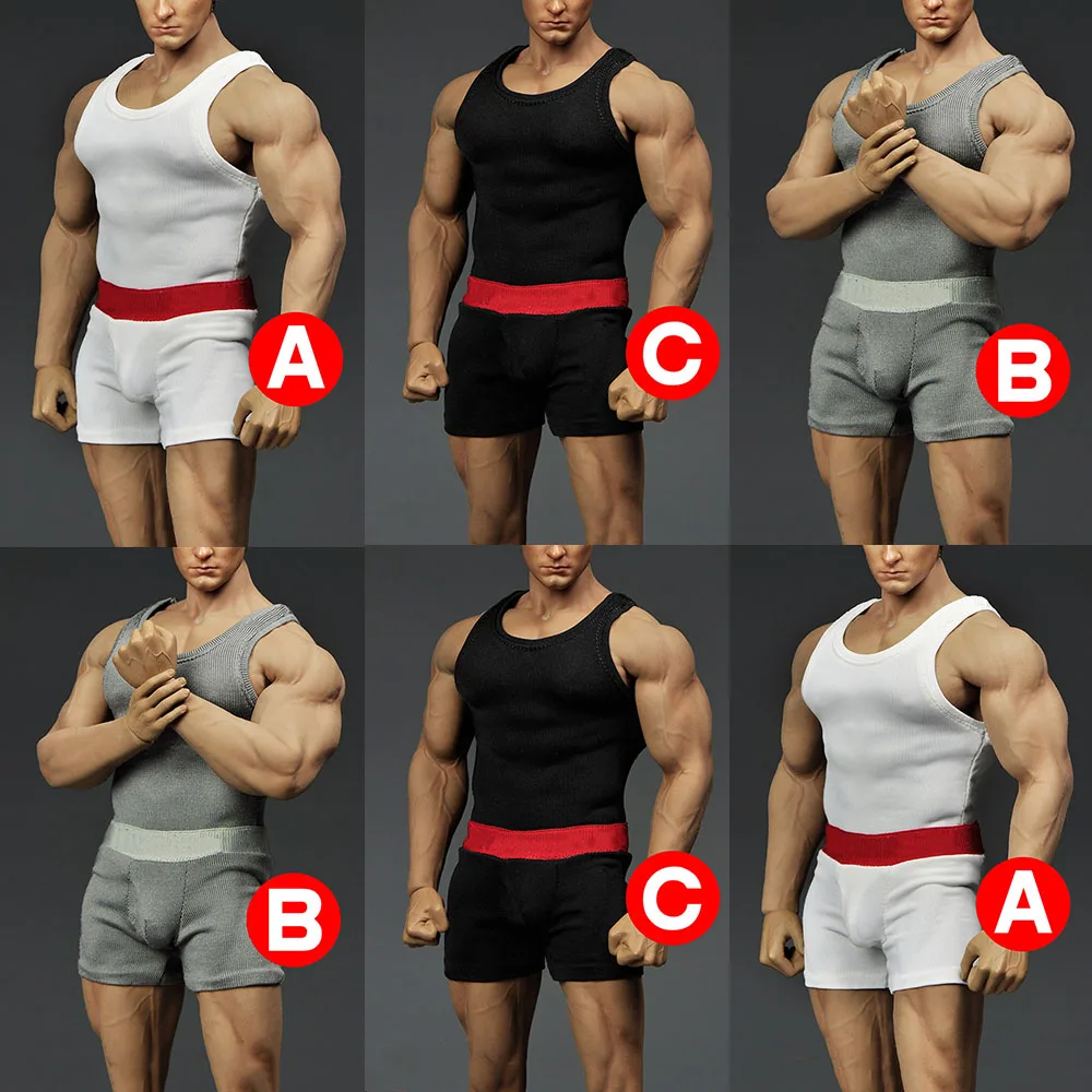 

1/6 Male Soldier Tank Top Sleeveless Vest Shorts Underwear Panties Model For 12 Inches Ph M34 M35 Strong Muscle Body Model