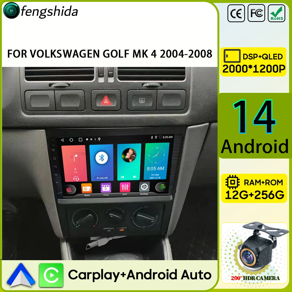 

Car Radio Carplay For Volkswagen Golf Mk 4 2004-2008 Navigation GPS Android Auto Stereo Multimedia Player Autoradio 4G No 2din