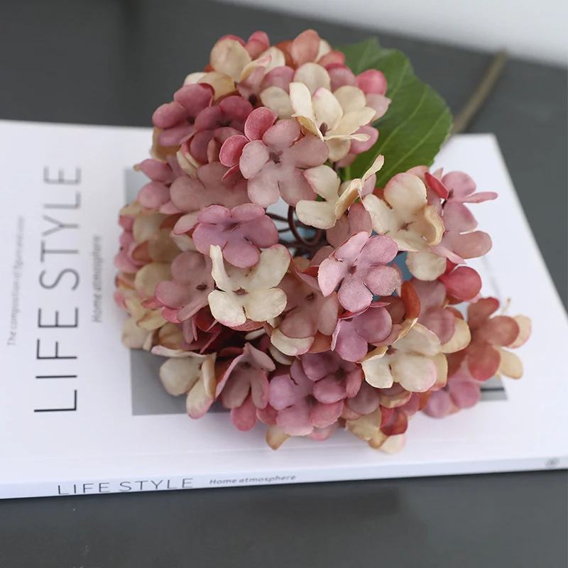 Herbst Hortensien Künstliche Blume Retro Stil Hause Esstisch Dekoration Hotel Hochzeit Kunst Dekoration Simulation Blume – Detail 8