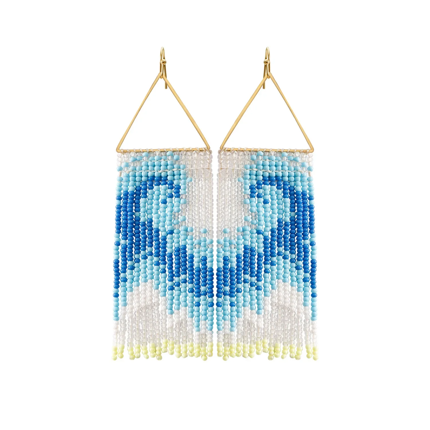 

Beaded earrings Tassel Ocean Originality Hand knitting Sea wave Bohemia Alloy Design Tide Simple Rice bead earrings