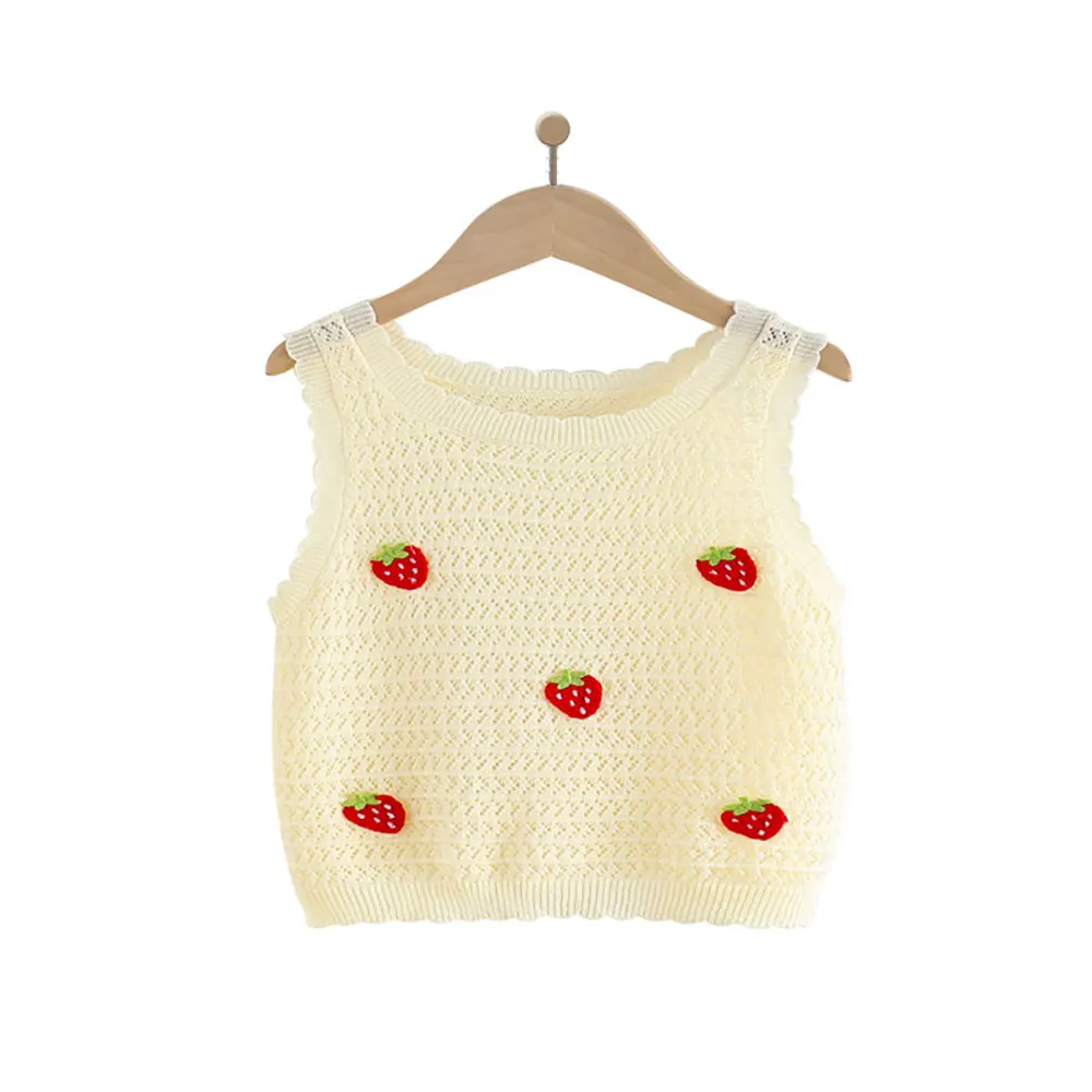 Summer newborn baby girls clothes outfits knitted pullover sweaters tops for infant girls clothing strawberry hollowed sweaters