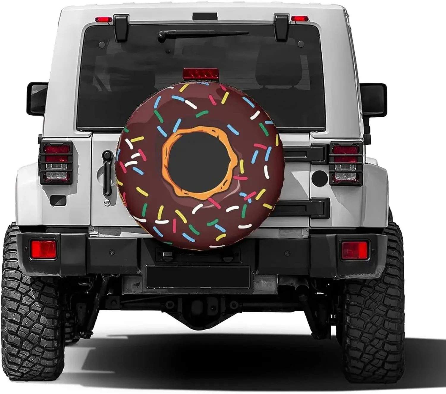 Chocolate Donut Pattern Spare Tire Cover Wheel Protectors Water Dustproof Universal Fit for SUV Truck Camper Travel Trailer