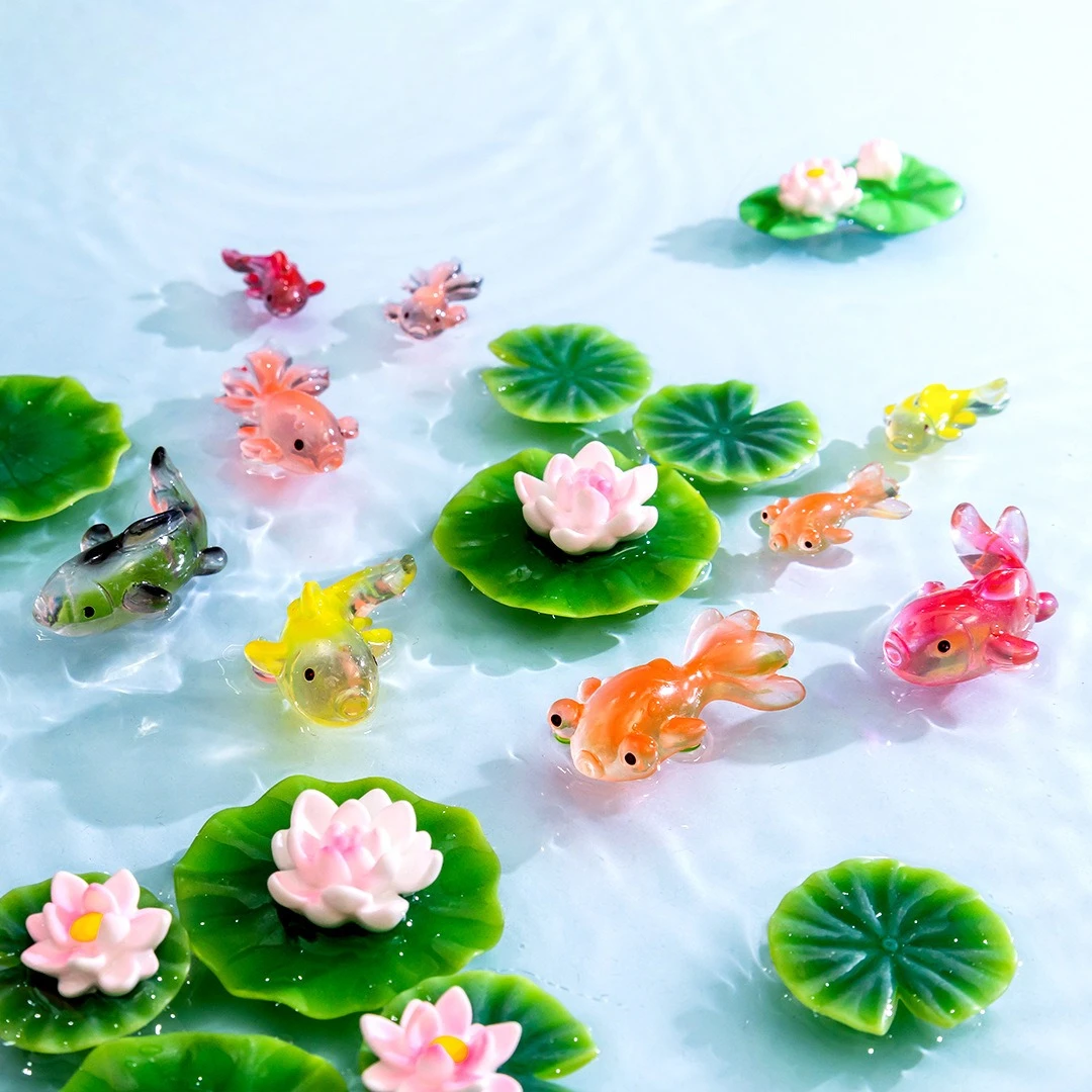 10 Stück Kreative Mikro-Landschaft Aquarium-Dekoration, Niedliche Kleine Koi-Fische, Ökologische Flaschen-Ornamente für Aquarium-Dekor