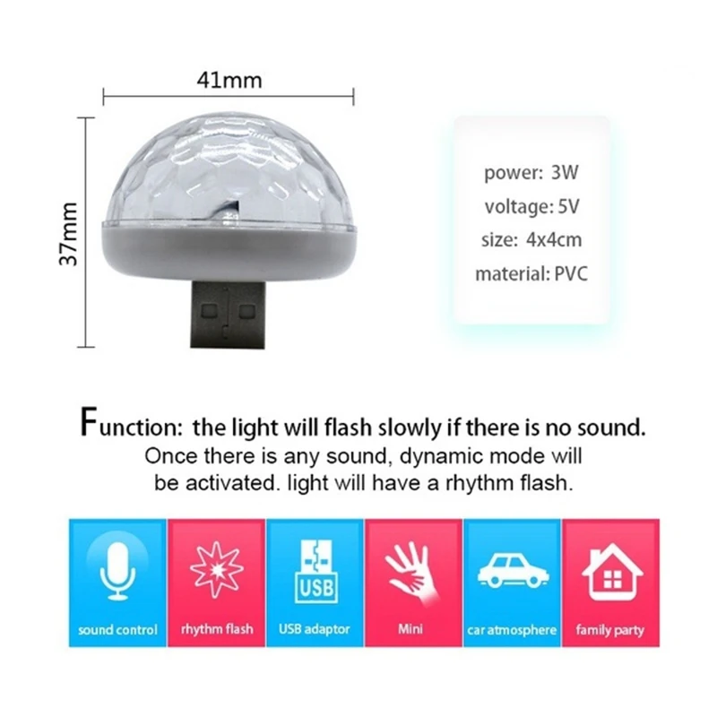 A79I Multi-Color USB LED Car Interior Lighting Lamp Atmosphere Light Neon Lamps Sound Sensor DJ Light