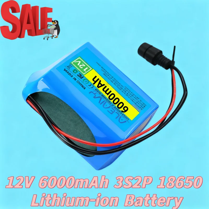 

Universal 12V 6000mAh Li-ion Rechargeable Battery 3S2P 18650 with Charger for Outdoor Speaker, Flashlight, CCTV Camera System