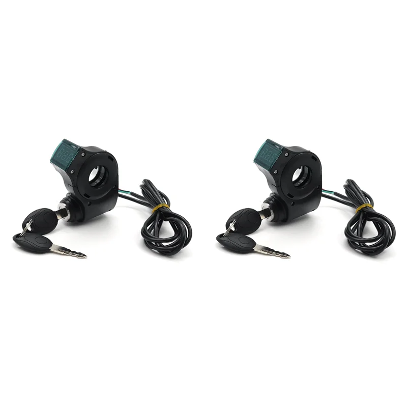 

2X E-Bike Ignition Lock Key Thumb Throttle Voltmeter Digital Voltage Display Switch For KUGOO Xiaomi M365 Universal