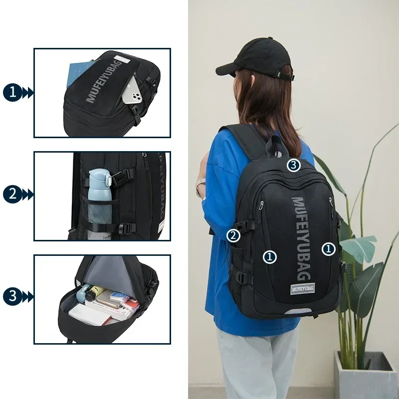 

Campus multi-layer zipper backpack, large capacity travel backpack, bags for middle school, high school, and college students