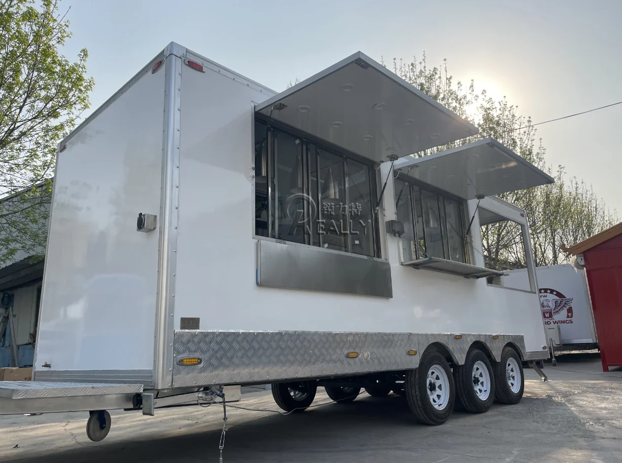 شاحنة طعام الشارع مع امتياز معدات المطبخ الكاملة شاحنة الوجبات السريعة مقطورة المطبخ المحمول وجبة خفيفة عربة القهوة