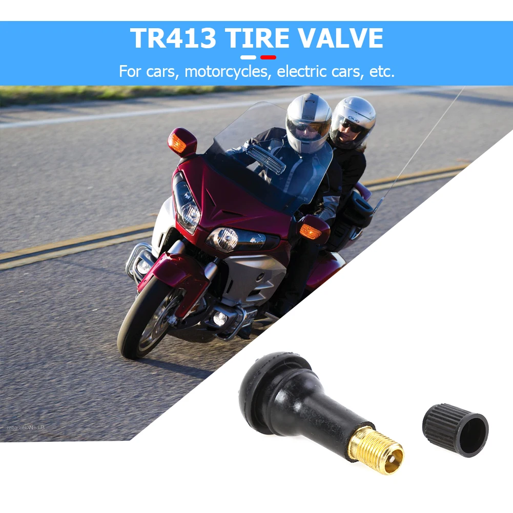 100pcs TR412/TR413/TR414 Snap In Short Black Rubber Valve Stems TR412 Tubeless Tire Tyre Valves for Car Motorcycle Parts