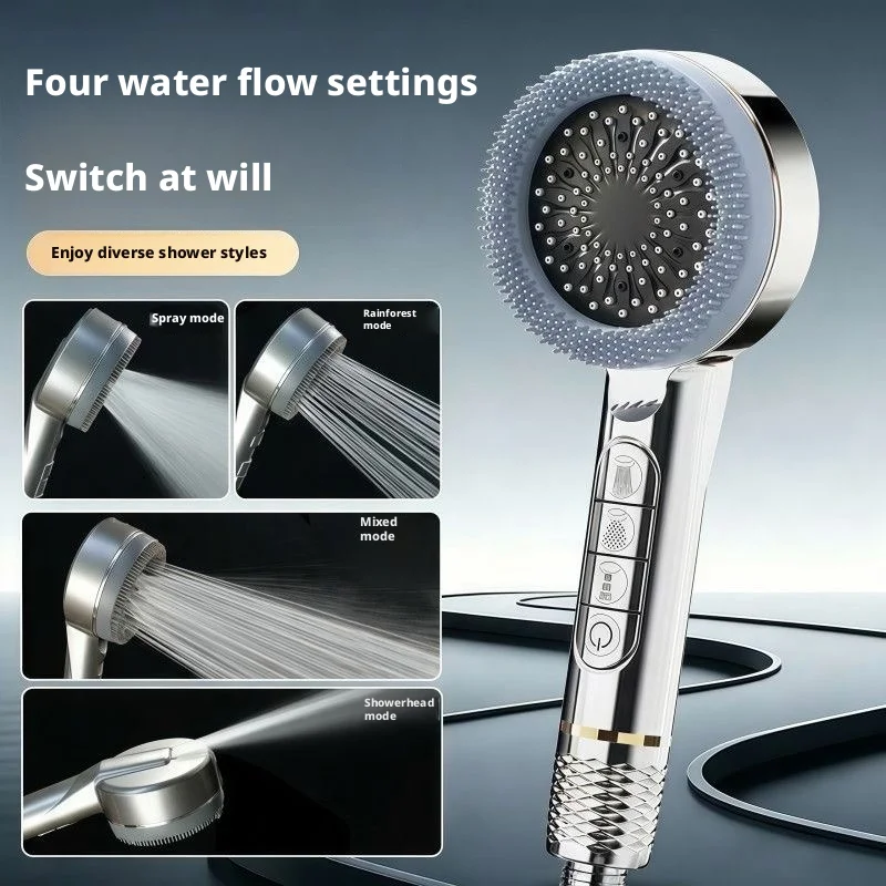 Pressurized Shower Head Filter Shower Bath Massage Multi-Function Shower With Spray Gun Lotus Head Two-In-One