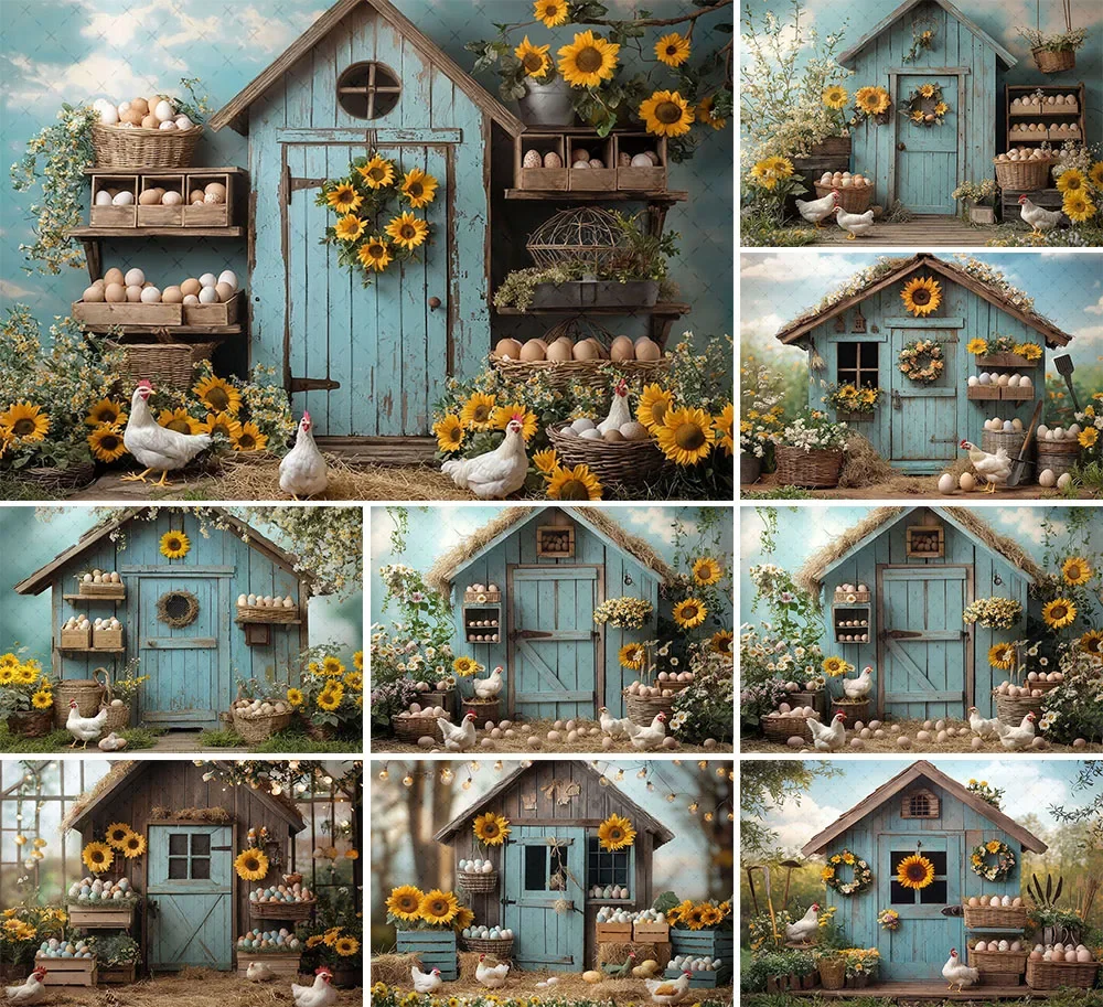 Mehofond Photography Background Spring Easter Farm Barn Cottage Eggs Kids Birthday Party Portrait Decor Backdrop Photo Studio