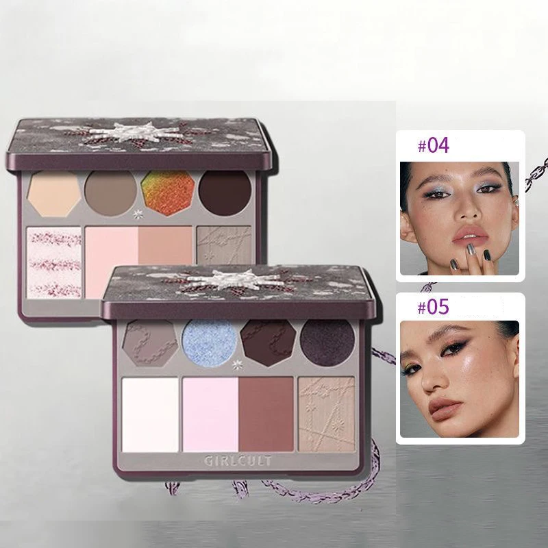 ガールカルト フェイシャル コンプリヘンシブ ブロンザー パレット フェイシャル メイクアップ アイブロウ パウダー マット ハイライター ブラッシャー カメレオン アイシャドウ