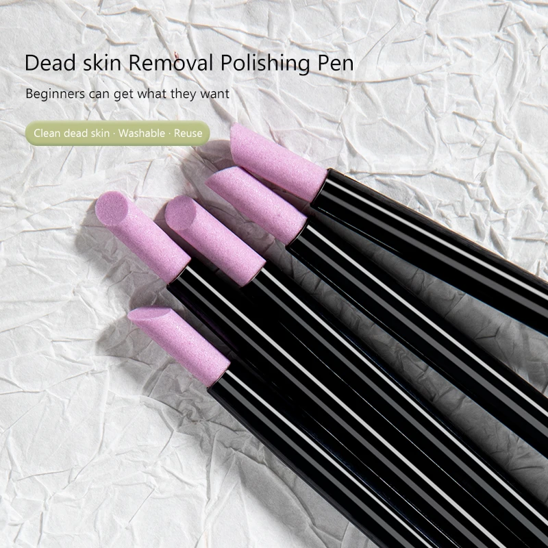 5 قطعة مسمار الفن الكوارتز القلم بشرة الأظافر الرملي عازلة ملف الأظافر القلم إهاب حجر انتهازي UV هلام البولندية مانيكير الرعاية فرك الملفات #3