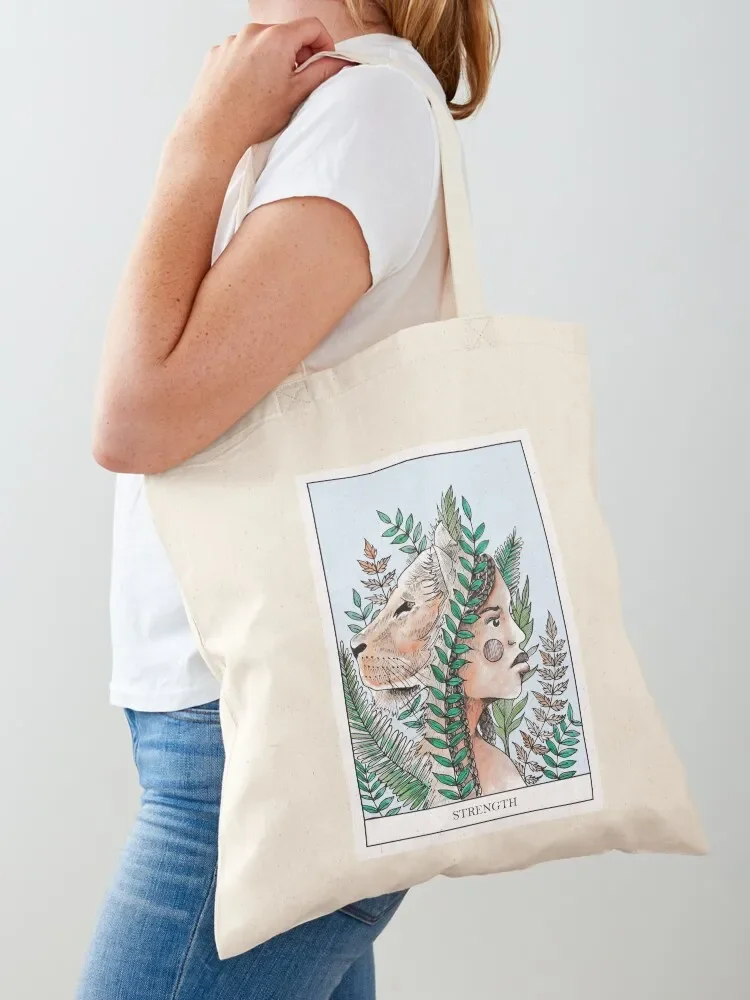 Strength Tarot Card Print Tote Bag tote bag university supermarket folding bag