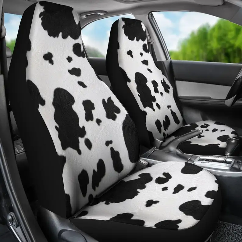 Cow Farmer Car Seat Covers (Set Of 2 ）Universal Front Car and Suv Seat Covers Custom Seat Protector cartoon animal Car Accessory