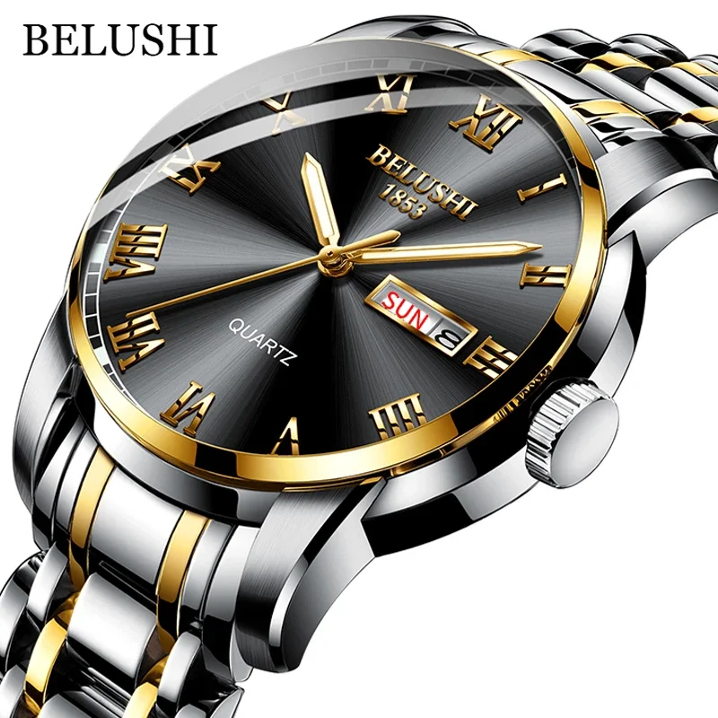 Belushi Topmerk Horloge Heren Rvs Business Date Klok Waterdichte Lichtgevende Horloges Heren Luxe Sport Quartz Horloge