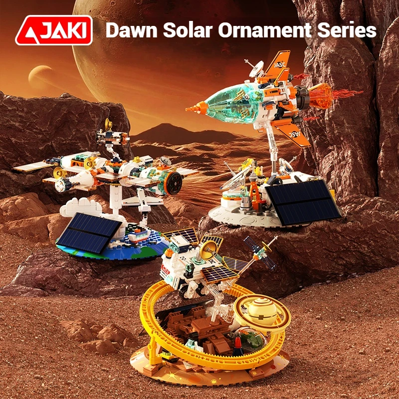 

JAKI аэрокосмическая серия, строительные блоки, игрушки, модель ракетного роуера солнечной космической станции в сборе, подарки на день рождения, развивающие игрушки