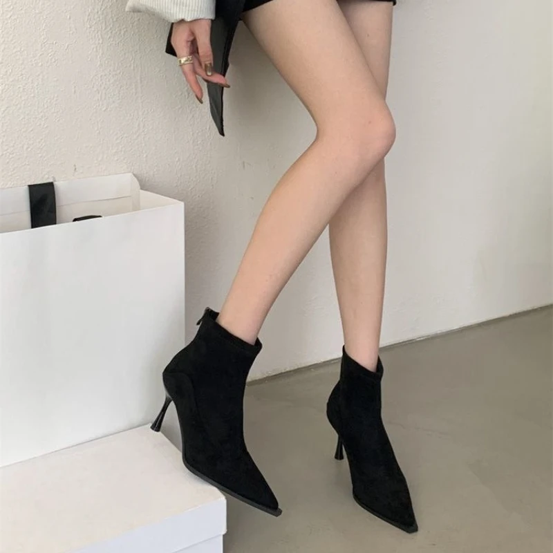 ربيع الخريف النساء حذاء من الجلد أشار تو الجلد المدبوغ السيدات موضة أحذية عالية الكعب أنيقة اليومية ملابس الحفلات الأحذية الجلدية النسائية #3