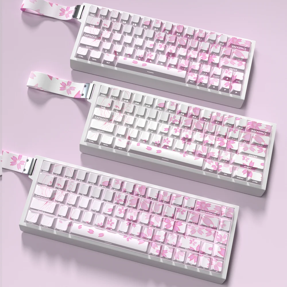 63 Kes Nakano Miku Translucent Keycaps Anime Side Print Keycaps PBT Dye-Sub Cherry for Mechanical Keyboard Wooting 60 65 68