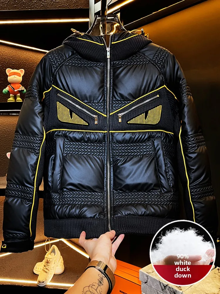 

Мужская зимняя куртка-пуховик с капюшоном, утепленная, с узором «пшеничный колос», новая модель, очень теплая, белая, повседневная верхняя одежда