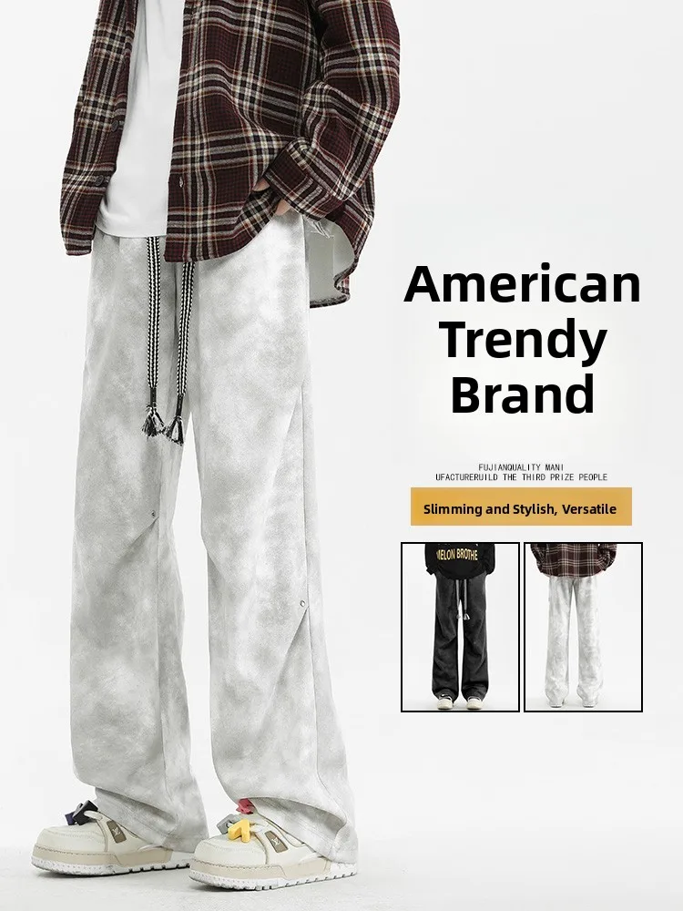 

Fashionable Straight Leg Casual Pants Men's Autumn Style Loose Fit American Casual Wear Durable Polyester Fiber Youthful Vita...