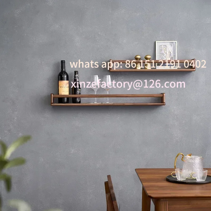 

Customizable Network Pop Wall Shelf Load-bearing Magazine Wall Hanging Walnut Storage Rack Eco Friendly Kitche