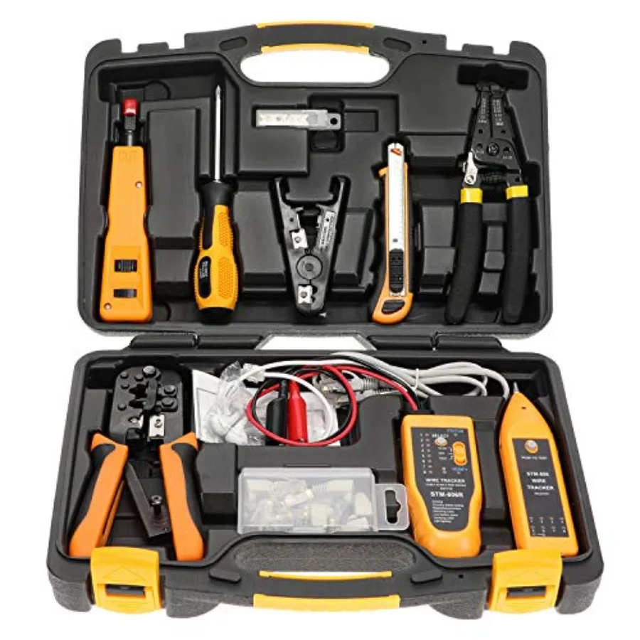 

InstallerParts Professional Network Tool Kit 15 In 1 - RJ45 Crimper Tool Cat 5 Cat6 Cable Tester Gauge Wire Stripper Cutting Tw