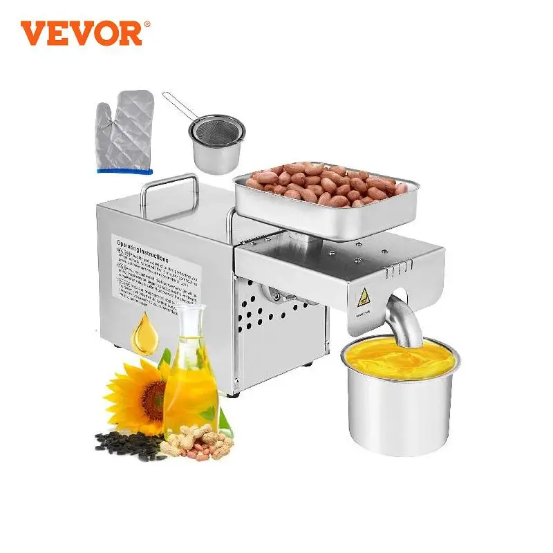 VEVOR Electric Oil Extractor Automatic Oil Press Machine for Home & Commercial Use Sesame Canola Sunflower Seeds Peanuts Walnuts